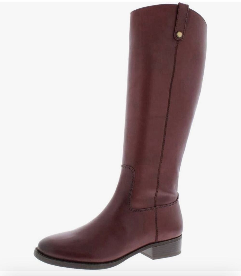 INC International Concepts Women’s Knee High Boots Fawn Leather Merlot, Size 5.5